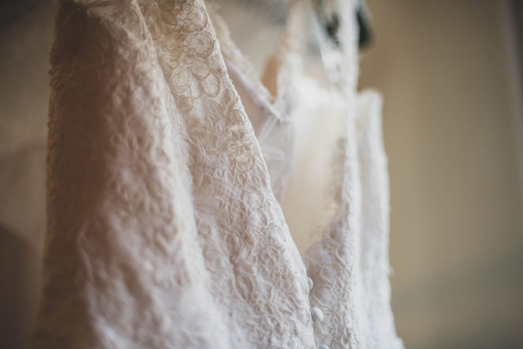 Bridal gown details in lace